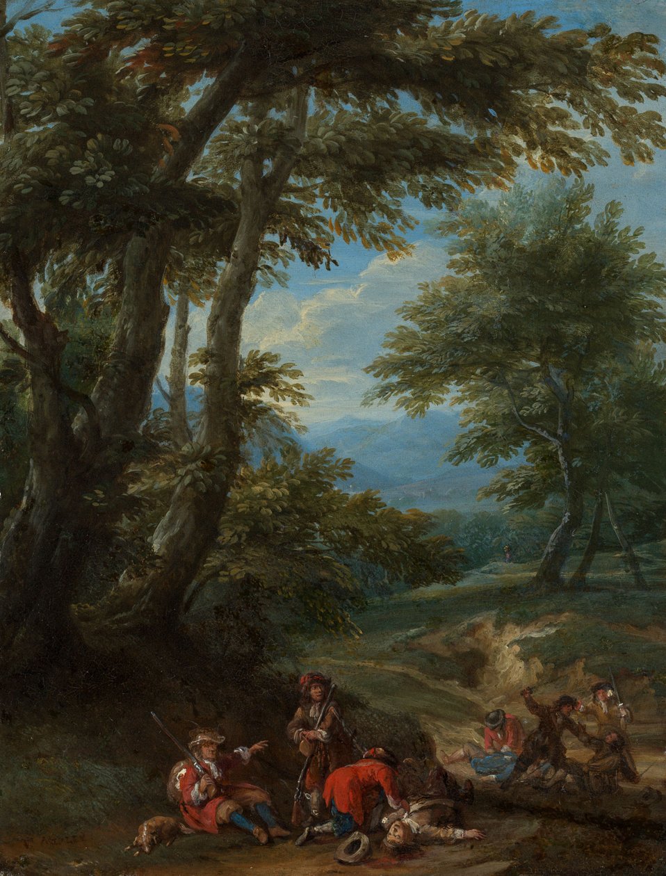 Paisaje con un asalto de Adam Frans van der Meulen