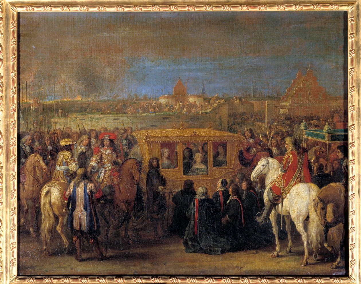 Entrada solemne del Rey Luis XIV (1638-1715) y la Reina María Teresa de Austria a Douai el 23/08/1667 de Adam Frans van der Meulen