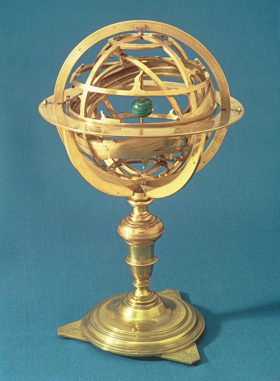Esfera armilar hecha en el sistema ptolemaico, Roma, 1648 de Adam Heroldt