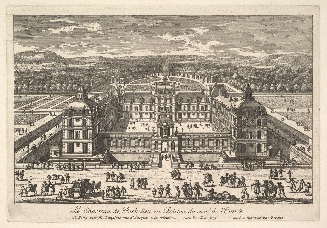 El Castillo de Richelieu en Poictou del Lado de la Entrada, siglo XVII de Adam Perelle