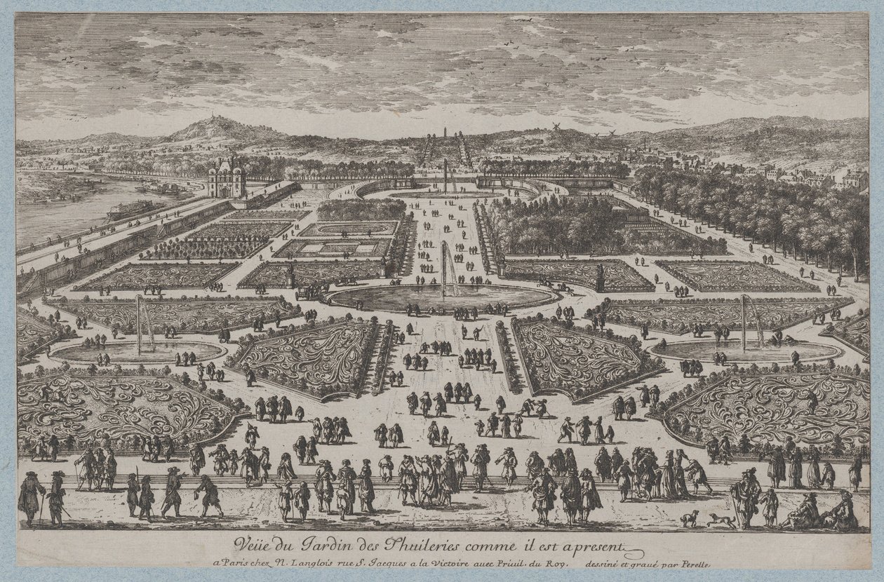 El jardín de las Tullerías, 1680 de Adam Perelle