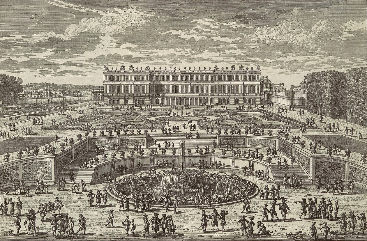 Veue du chasteau de Versailles, fachada del jardín, 1680s de Adam Perelle