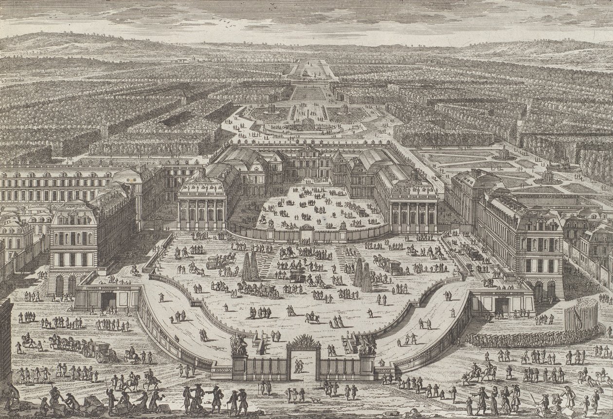 Vista general del castillo de Versalles, 1680s de Adam Perelle