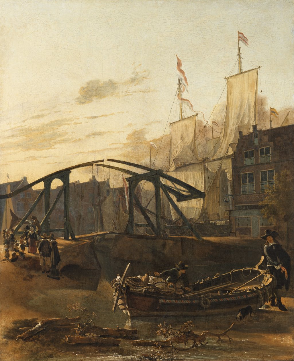 Vista de un puerto en Schiedam de Adam Pynacker