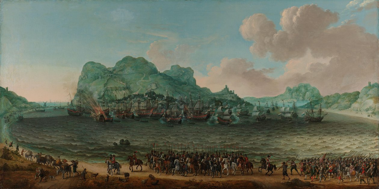 Victoria sobre los españoles cerca de Gibraltar por una flota al mando del almirante Jacob van Heemskerck, 25 de abril de 1607 de Adam Willaerts (signed by artist)