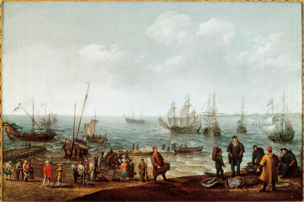 Playa con pescadores de Adam Willaerts