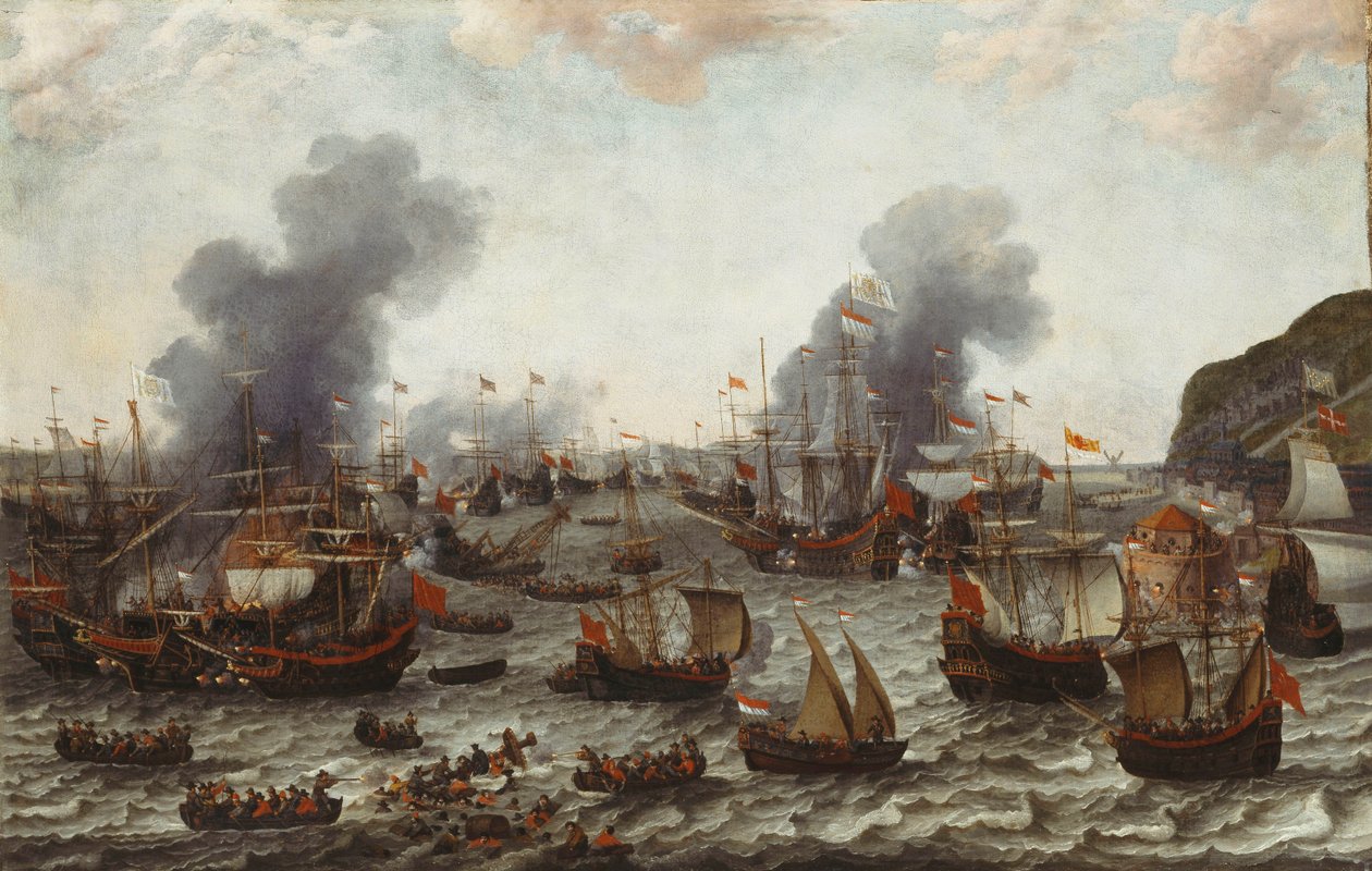 La Batalla de Gibraltar, entre las Flotas Holandesa y Española, 25 de Abril de 1607 de Adam Willaerts