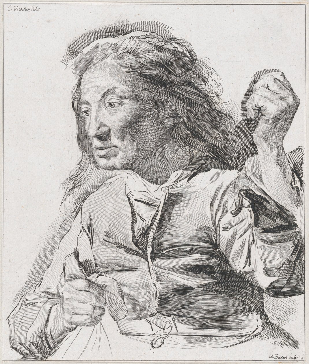 Una anciana con los puños cerrados, 1786 de Adam von Bartsch