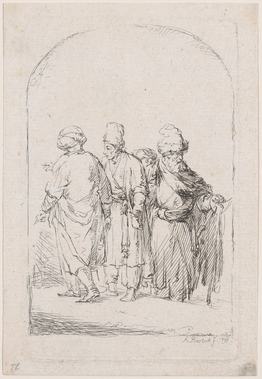 Grupo de cuatro hombres de pie con traje oriental, 1795 de Adam von Bartsch