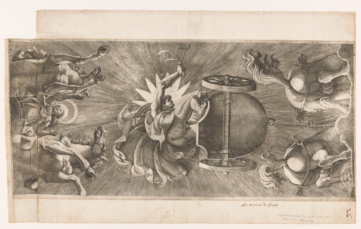 Apolo en su carro triunfal y Diana como diosa de la luna de Adamo Scultori (attributed to)