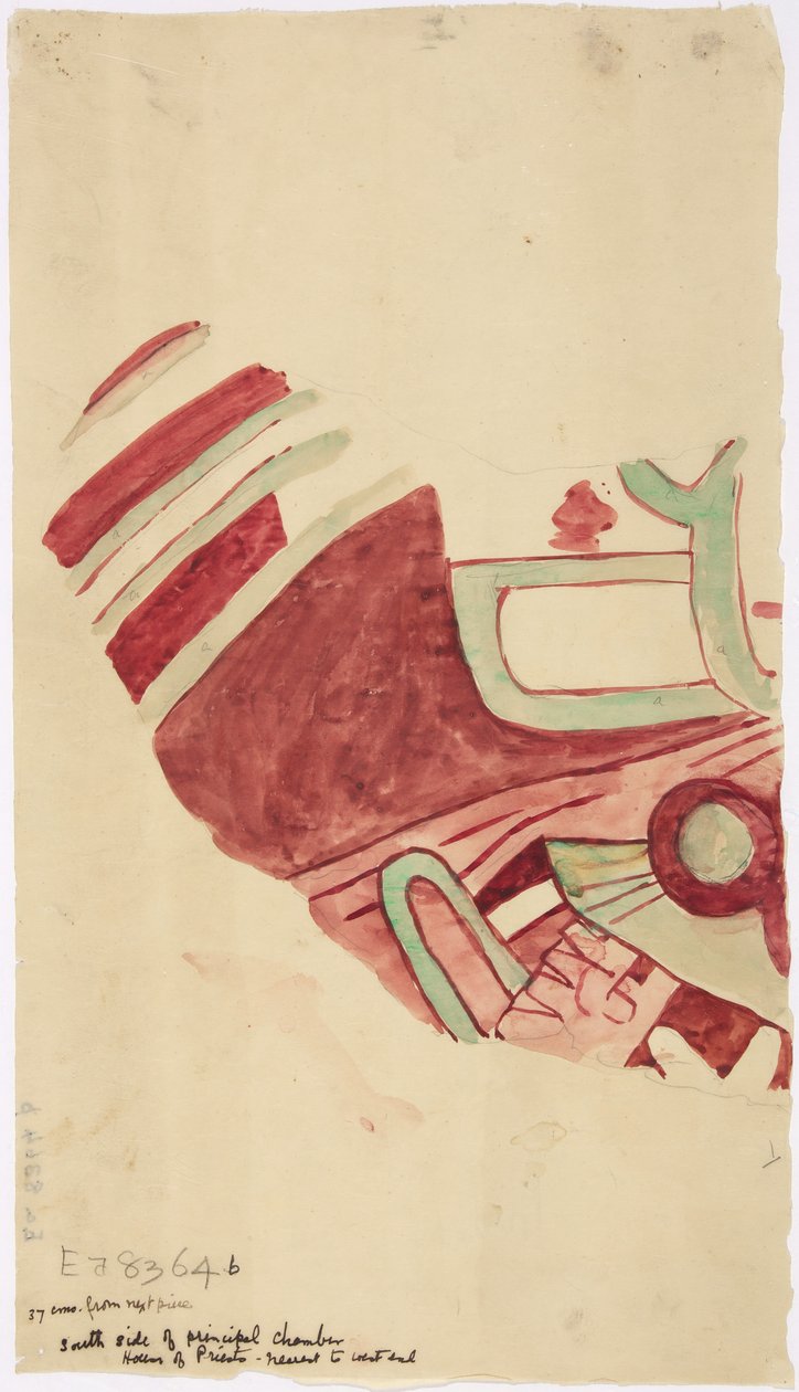 Copia de un fragmento de una pintura mural de Teotihuacán, Estado de México de Adela Breton