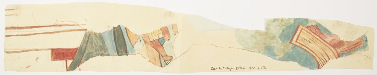 Copia de un fragmento de pintura mural en la Casa de las Monjas, Chichen Itzá, Yucatán, México de Adela Breton