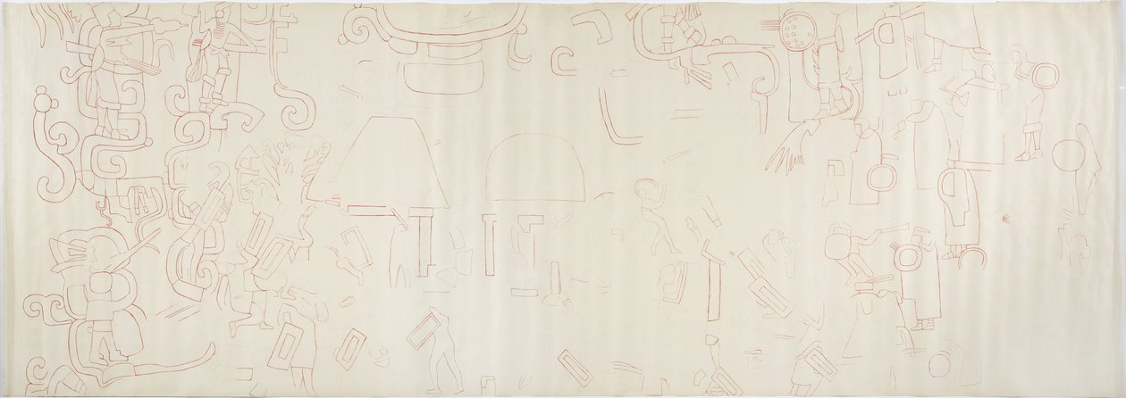 Pintura de la pared norte, Templo Superior de los Jaguares, Chichen Itza, México de Adela Breton