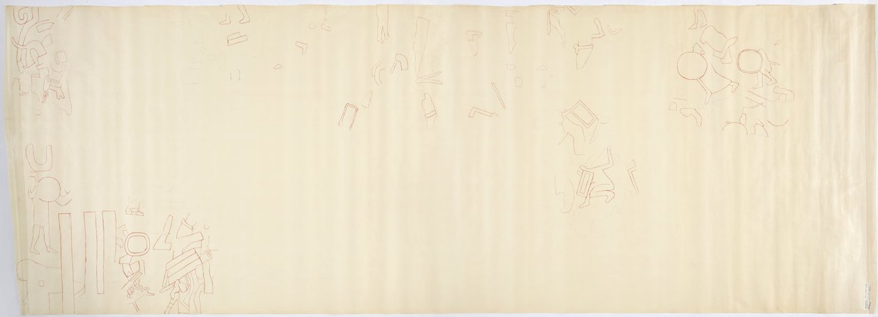 Pintura de la pared norte, Templo Superior de los Jaguares, Chichen Itzá, México, sección sur de Adela Breton