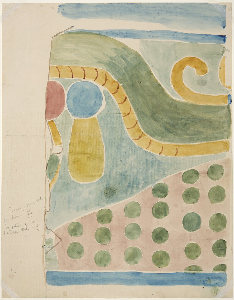 Pintura de parte de un mural que representa un sacrificio humano sobre la puerta interior de la cámara interior, Templo Superior de los Jaguares, Chichen Itzá, México de Adela Breton