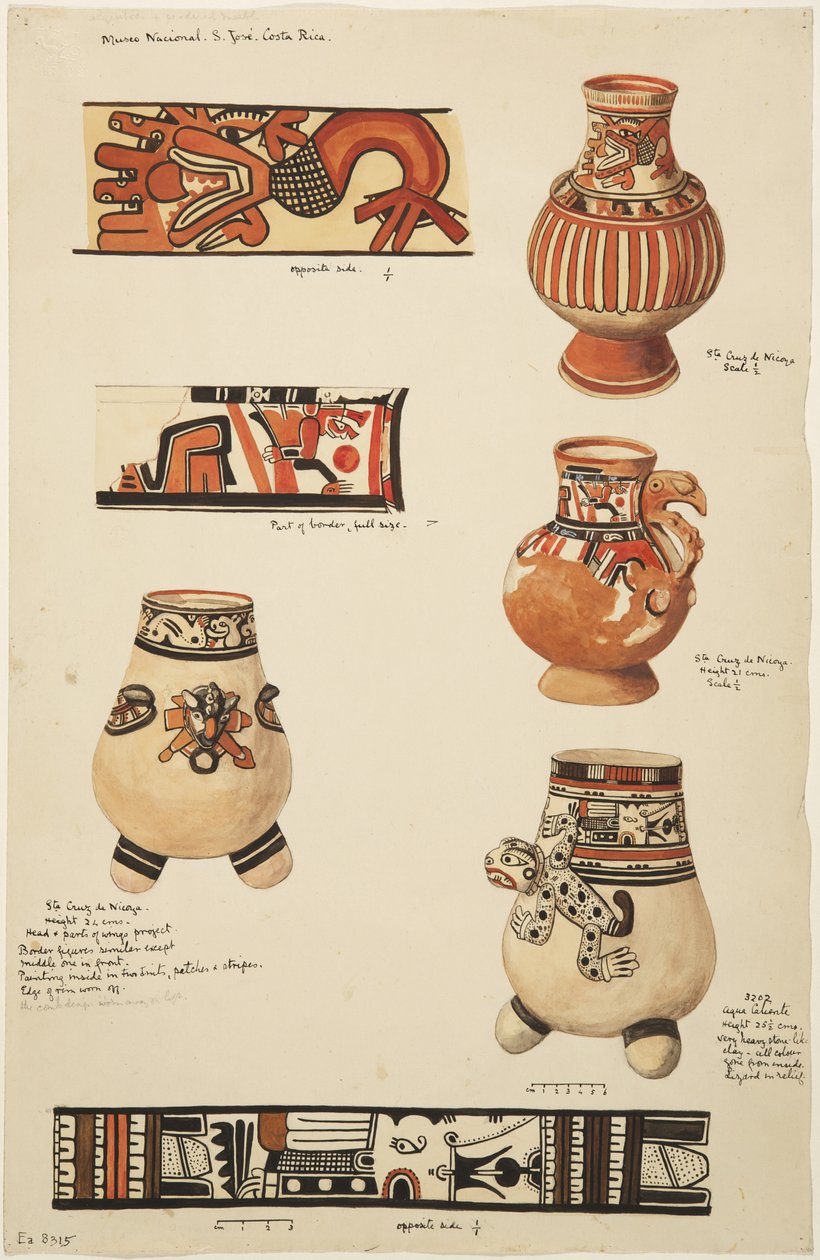 Cerámica y diseños de Aqua Caliente y Santa Cruz de Nicoya, Costa Rica de Adela Breton