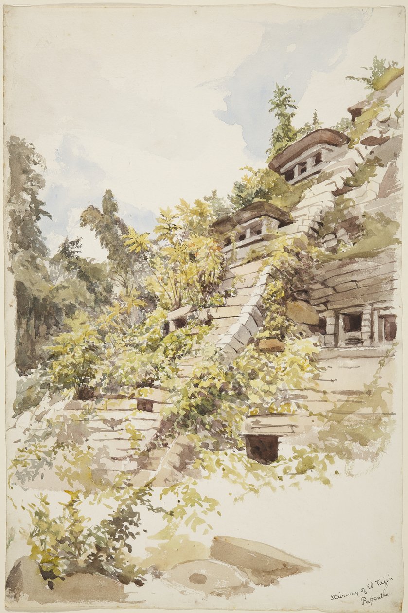 Escalera de la Pirámide de los Nichos, El Tajín, Papantla, México de Adela Breton
