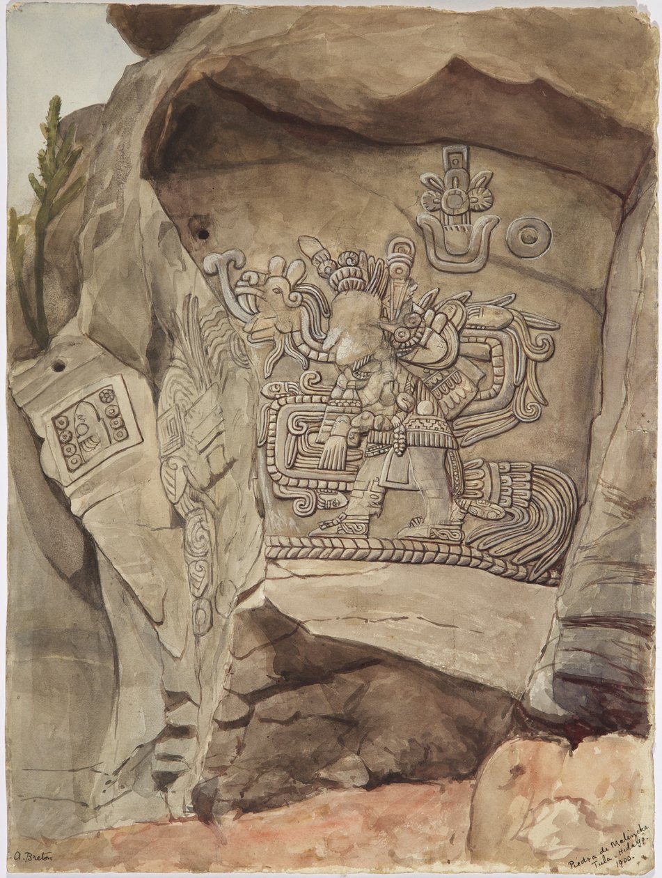 Relieve de piedra de Piedra de Malinche, Tula, Hidalgo, México de Adela Breton