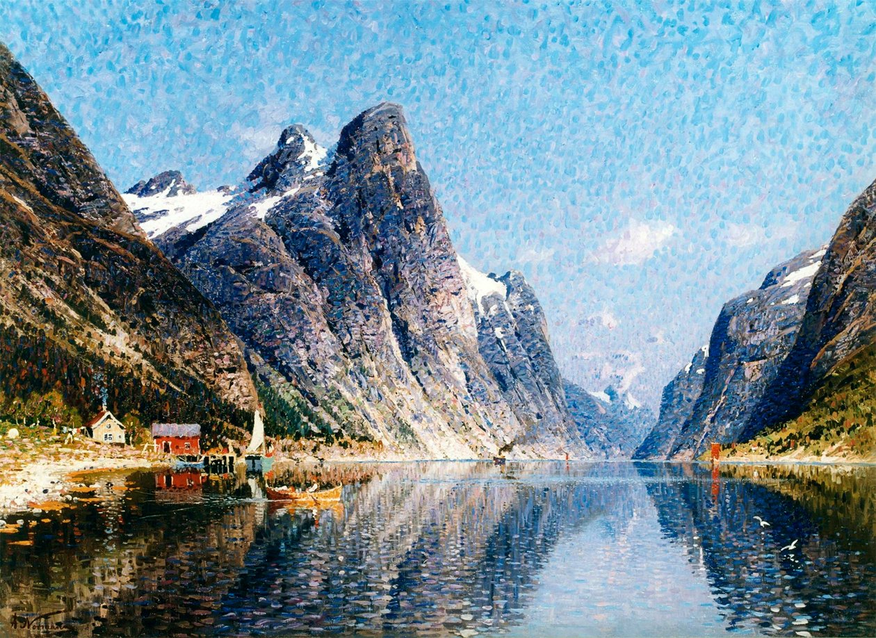 Una escena de un fiordo noruego de Adelsteen Normann