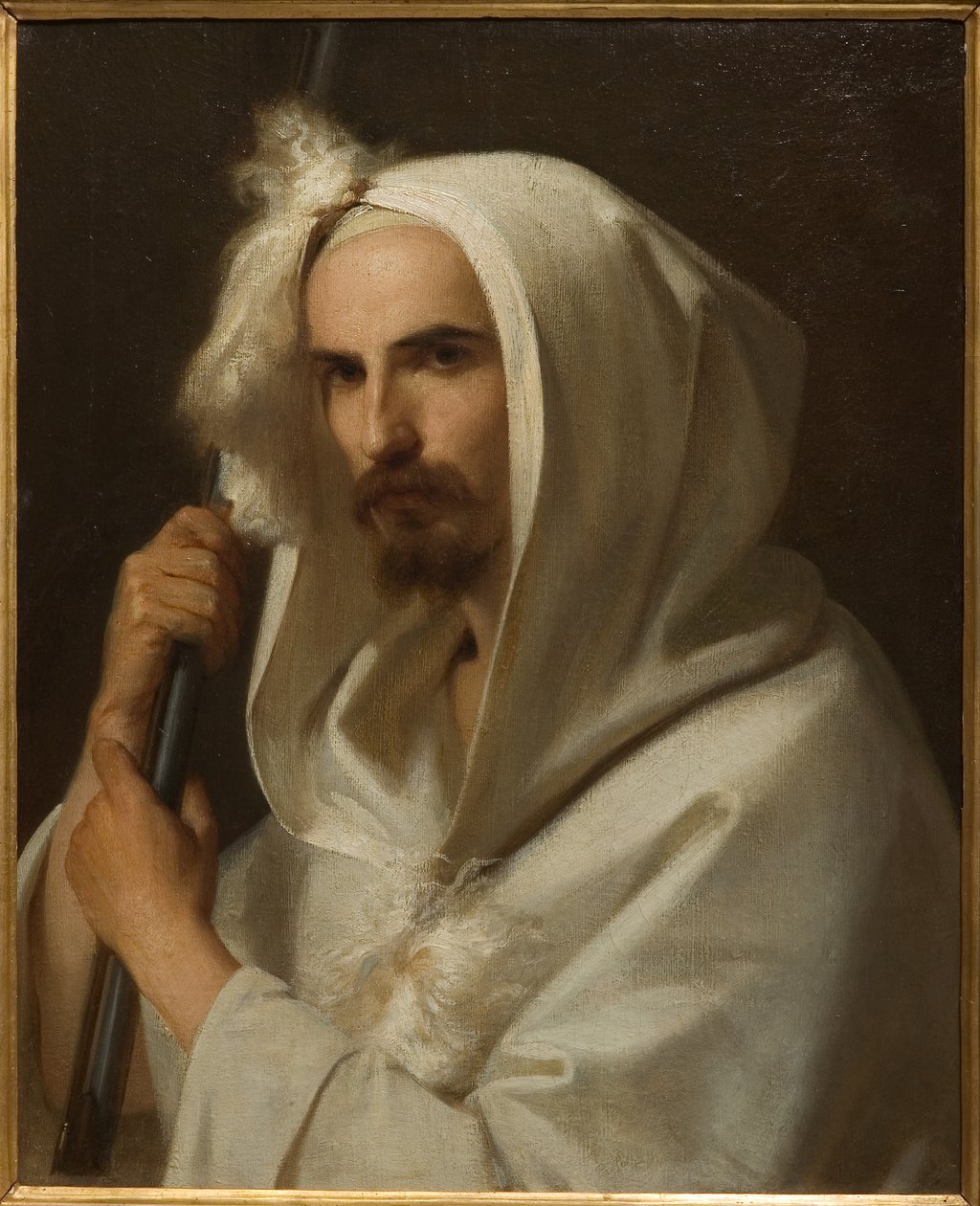 Retrato de un árabe con un fusil y un barracán 1849 (óleo sobre lienzo) de Adeodato Malatesta or Malatesti