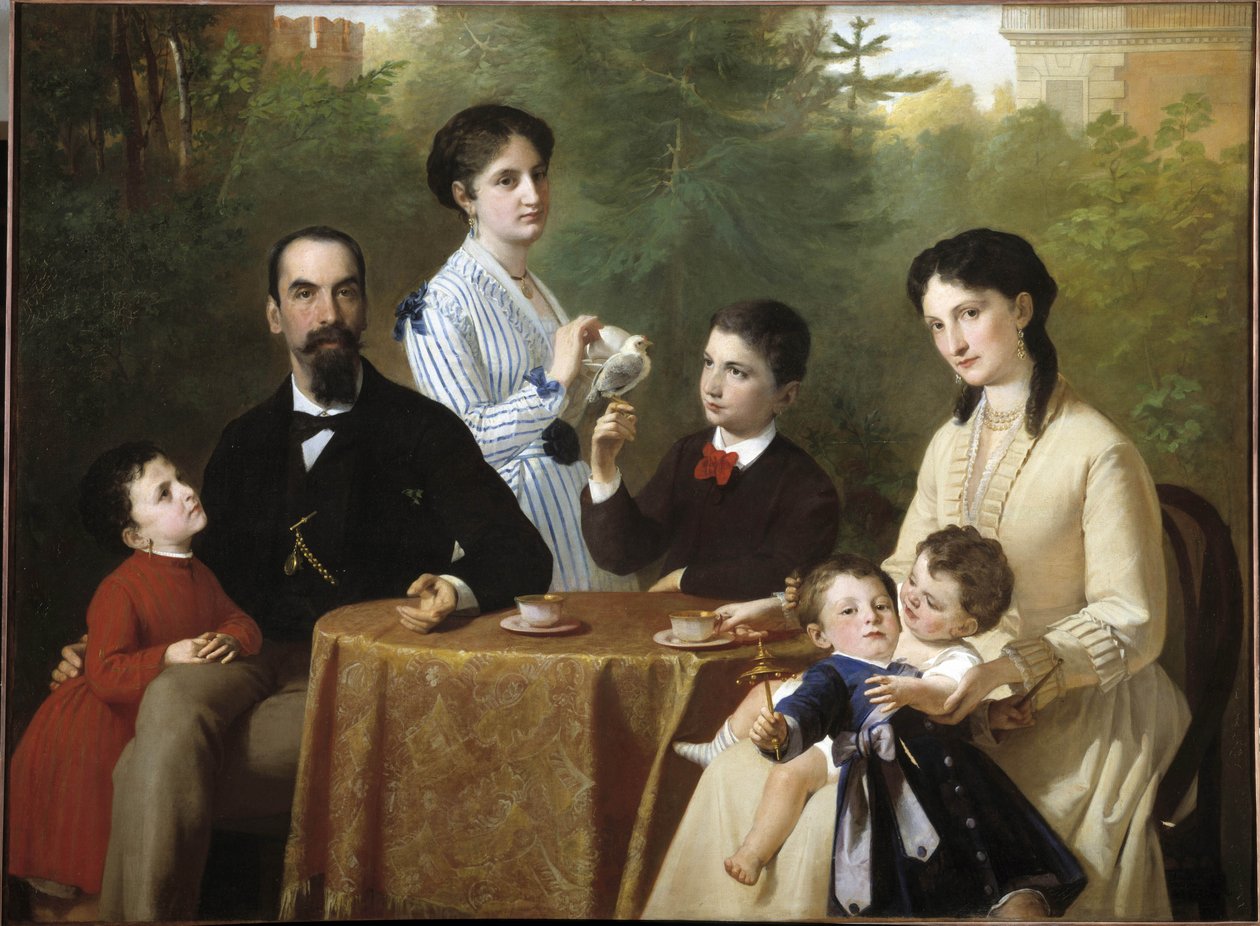 La familia Guastalla (Óleo sobre lienzo) de Adeodato Malatesta or Malatesti