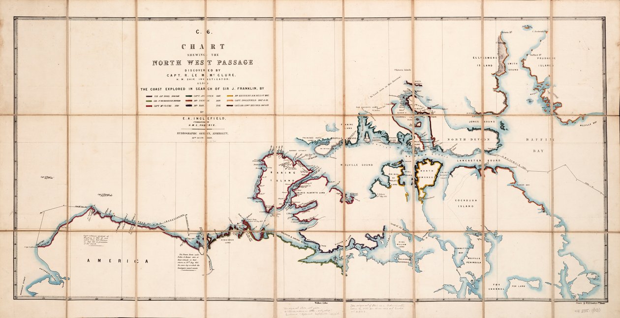 Carta del Paso del Noroeste descubierto por el capitán R. Le M. McClure, HMS "Investigator". de Admiral Edward Augustus Inglefield