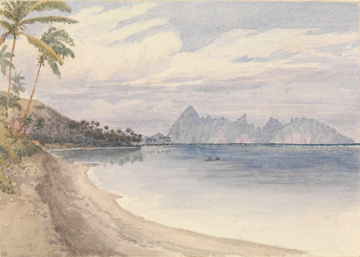 Eimeo [Moorea] desde cerca de Papeiti [Tahití, Islas de la Sociedad], 25 de agosto de 1849". de Admiral Sir Edward Gennys Fanshawe