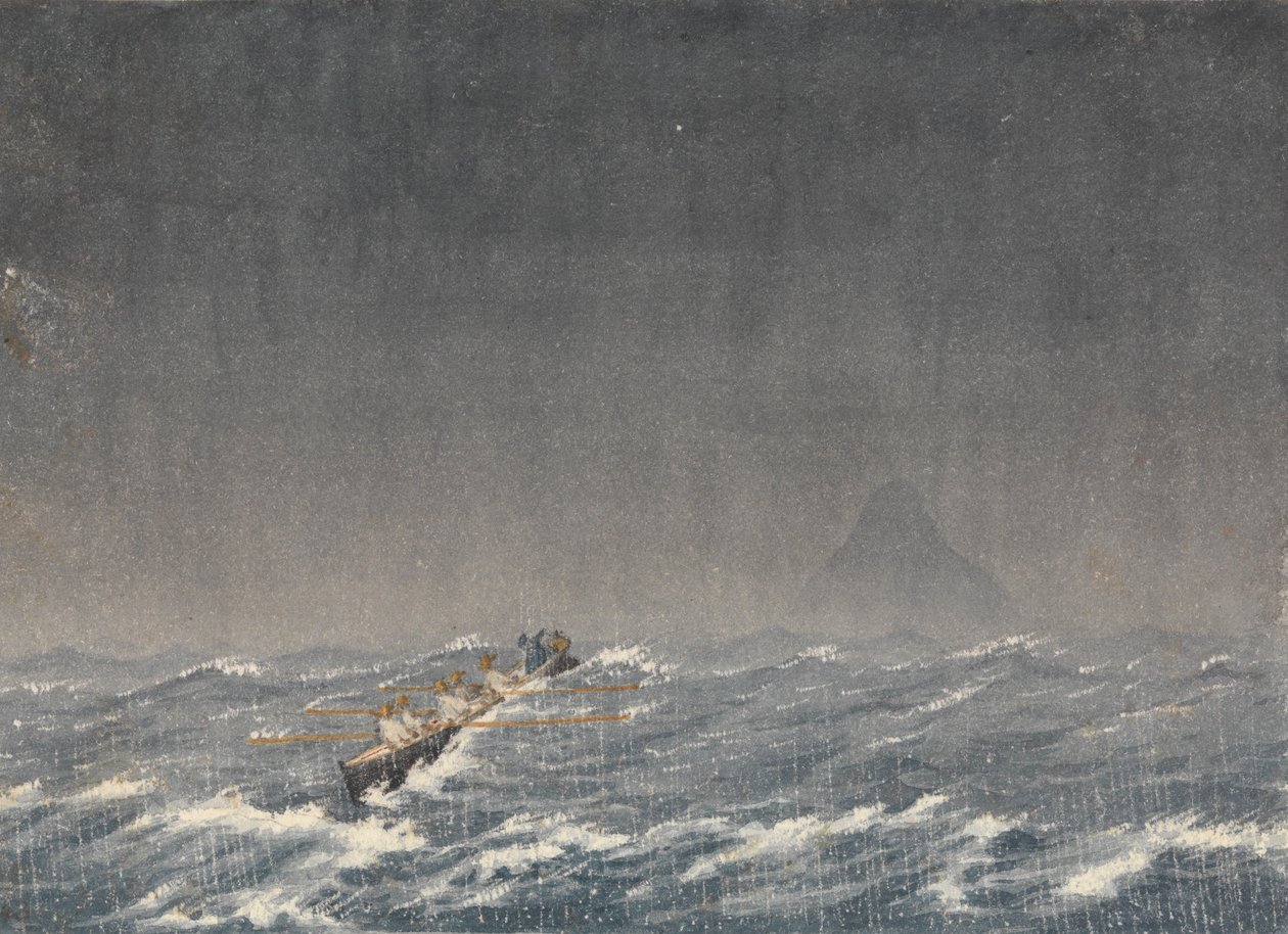 Fondeadero exterior en una borrasca, Mazatlán [México], 22 de agosto de 1850, 8.am. ... "Pregunta, ¿cuál es el camino al barco de Admiral Sir Edward Gennys Fanshawe