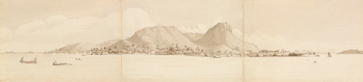 Panorama de Raiatea, 1 de septiembre de 1849. Tahaa a la derecha [Islas de la Sociedad]". de Admiral Sir Edward Gennys Fanshawe