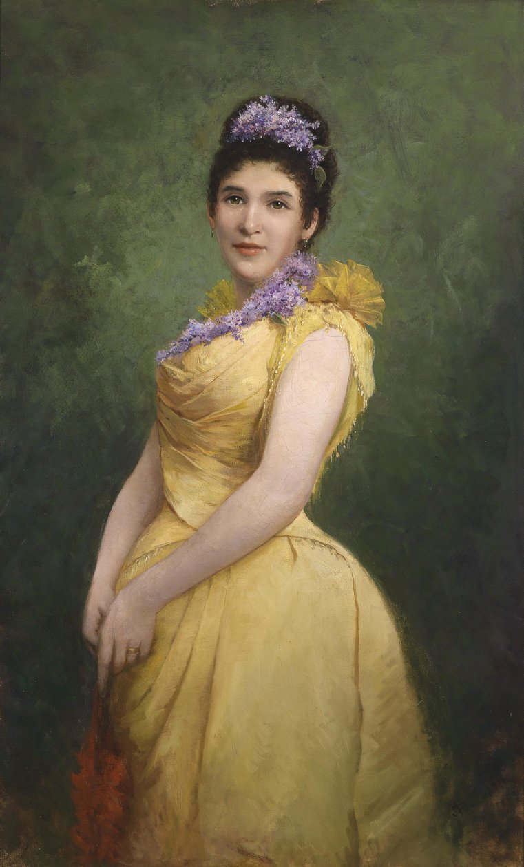 Dama con vestido amarillo y lila en el cabello de Adolf Echtler