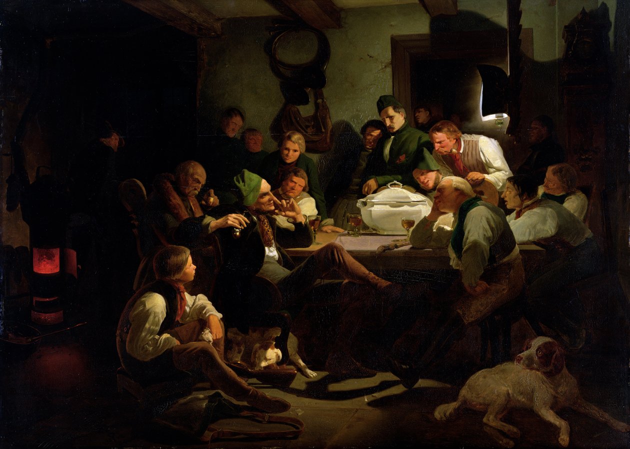 Munchhausen cuenta sus historias de caza, 1842 de Adolf Schrodter