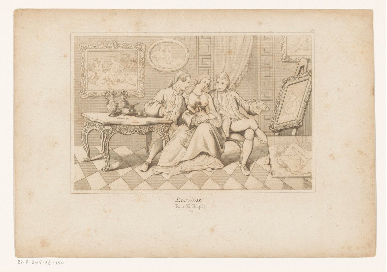 Casanova y el duque de Matalone Mirando el arte erótico con Leonilde de Adolf Gnauth