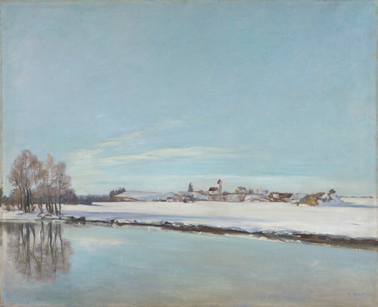 Paisaje de invierno (Paisaje en Dachau) de Adolf Holzel