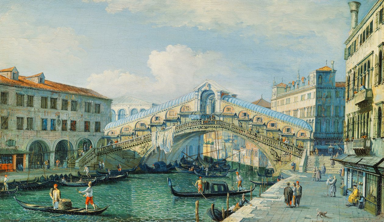 El Puente de Rialto en el Gran Canal, Venecia de Adolf Sukkert