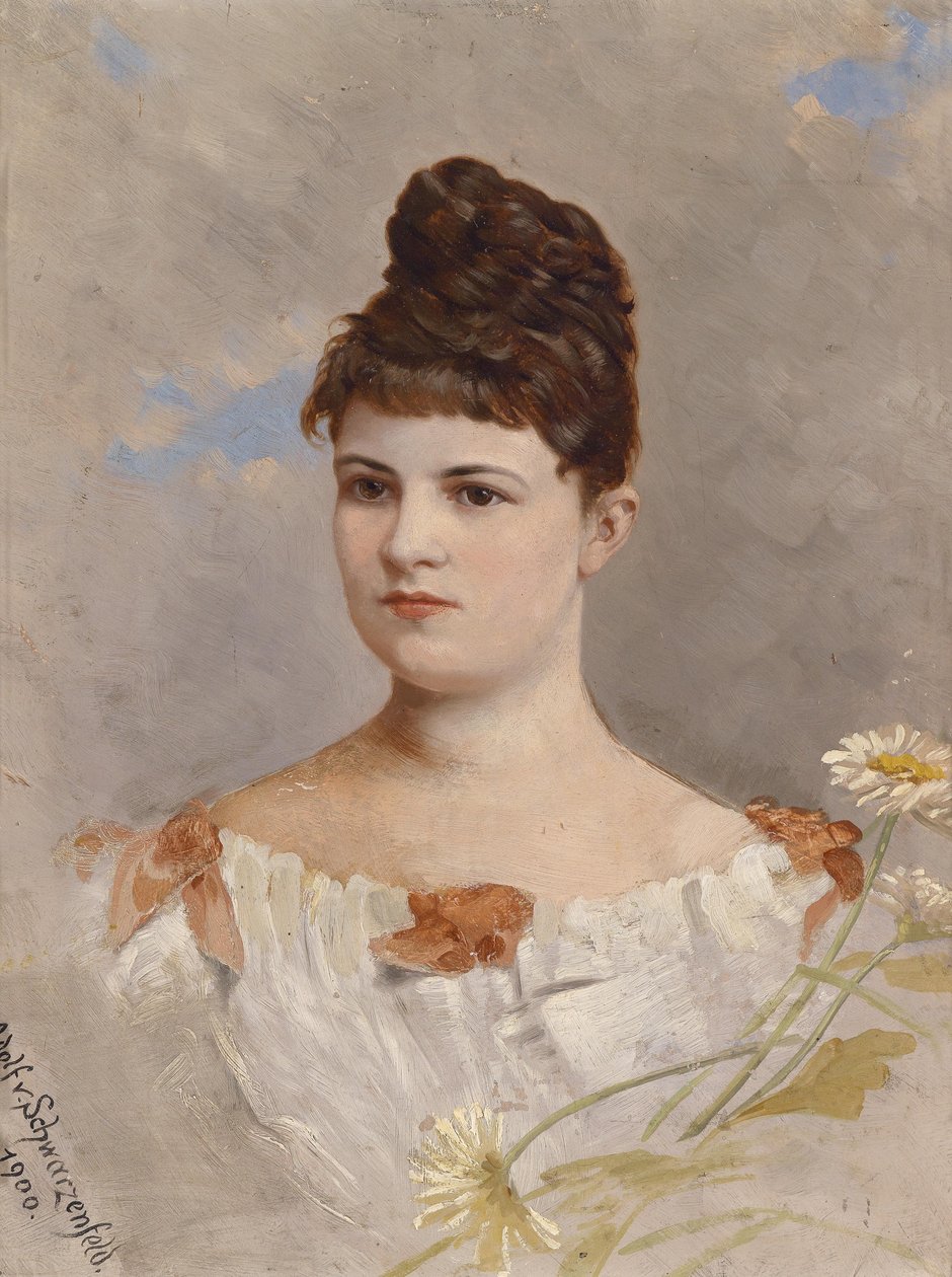 Retrato de Ottilie Schneitt von Schwarzenfeld
según la inscripción del reverso de Adolf d. Ä. Schreitter von Schwarzenfeld