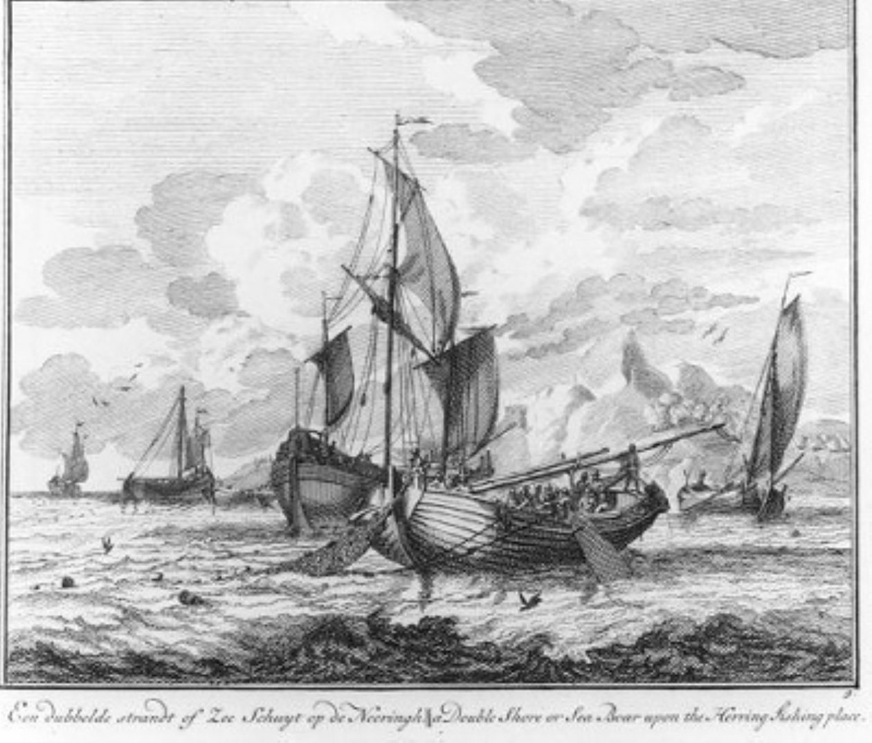 «Una embarcación doble de playa o de mar en el comercio» (n.º 9 de la serie sobre la pesca del arenque) de Adolf van der Laan