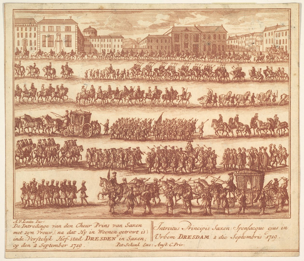 Entrada del Príncipe de Sajonia con su Esposa en Dresde el 2 de septiembre de 1719 de Adolf van der Laan