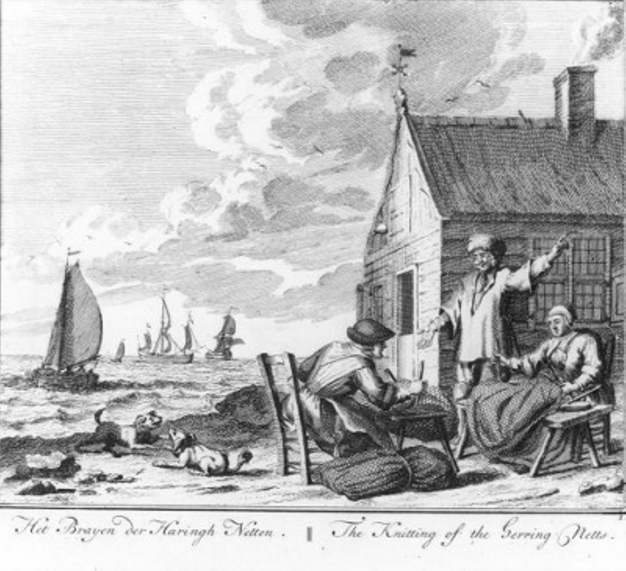«El tejido de las redes de arenque» (n.º 2 de la serie sobre la pesca del arenque) de Adolf van der Laan