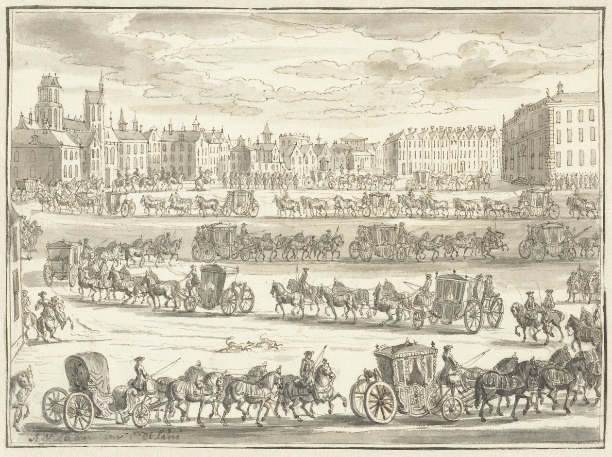 Entrada de Cornelis Hop como embajador en París, 23 de junio de 1719 de Adolf van der Laan