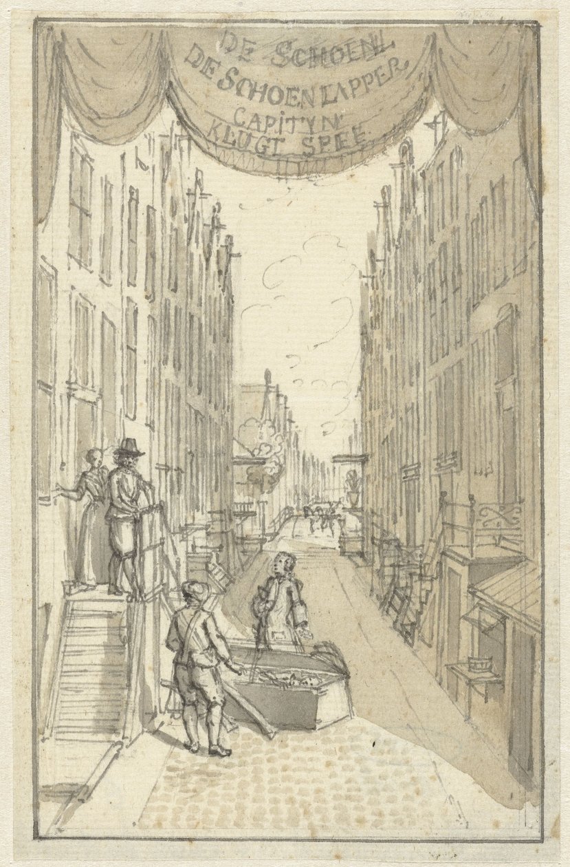 Diseño para la portada de la obra De Schoenlapper-Capityn o Krispyns Koddige Schakinge de Adolf van der Laan