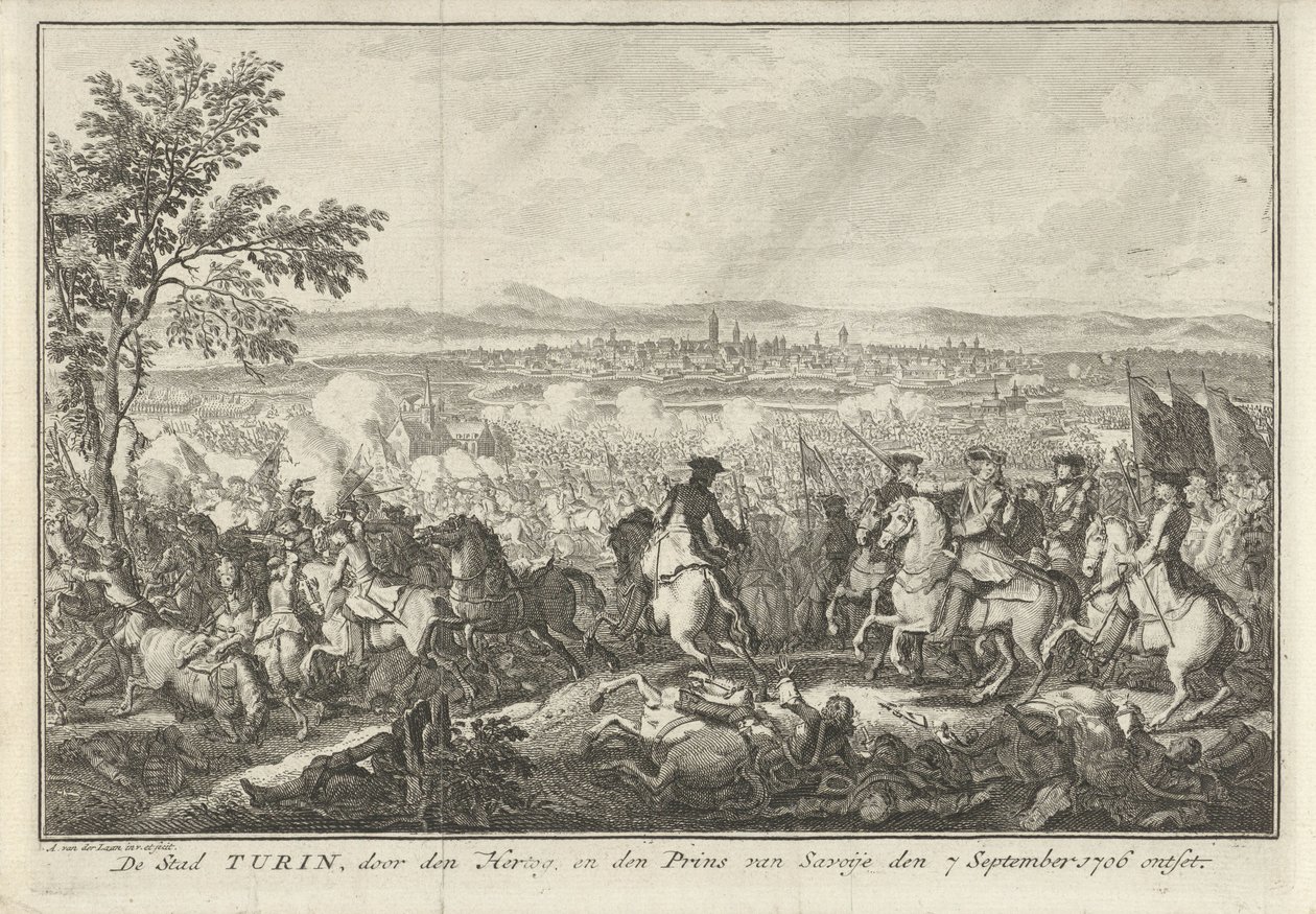 Relieve de Turín, 1706 La ciudad de Turín, profanada por el duque y el príncipe de Saboya el 7 de septiembre de 1706 (título sobre objeto) de Adolf van der Laan