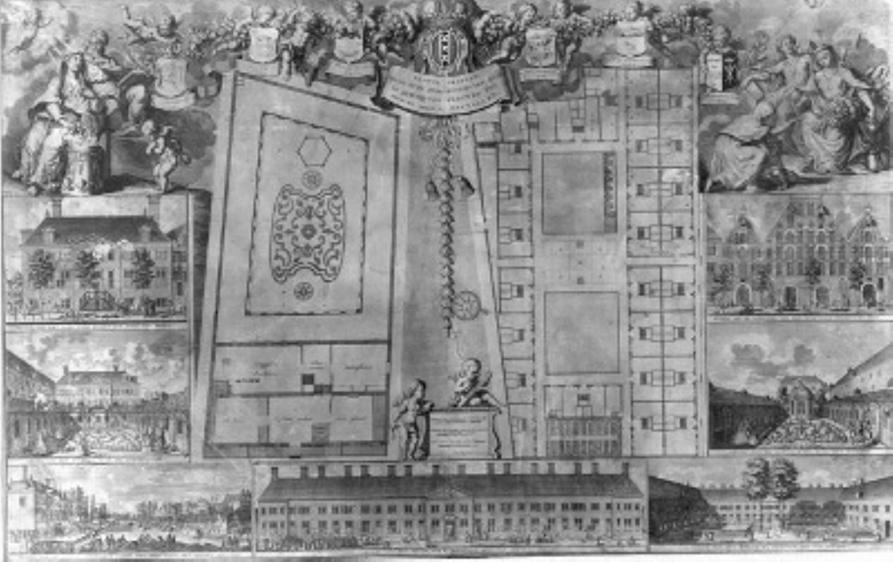 Planos del antiguo Ouderzijds Huiszittenhuis y del antiguo Huiszitten Weduwenhof de Adolf van der Laan