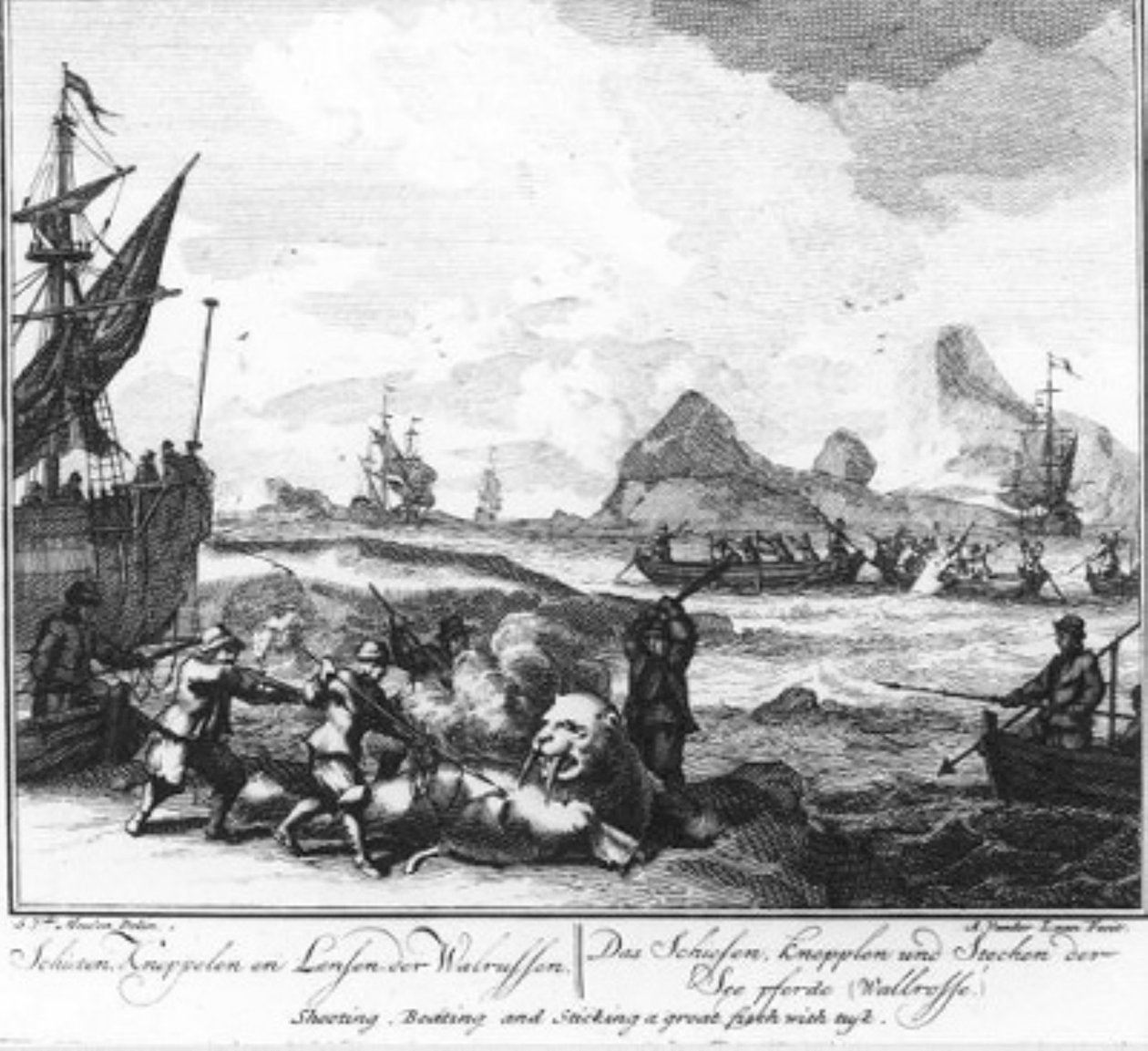 «Disparar, apalear y lancear morsas» (n.º 9 de la serie sobre la caza de ballenas) de Adolf van der Laan