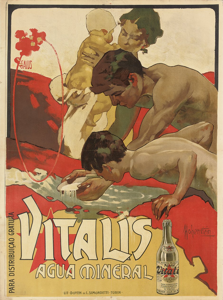 Cartel publicitario para el agua mineral Vitalis, 1895 de Adolfo Hohenstein