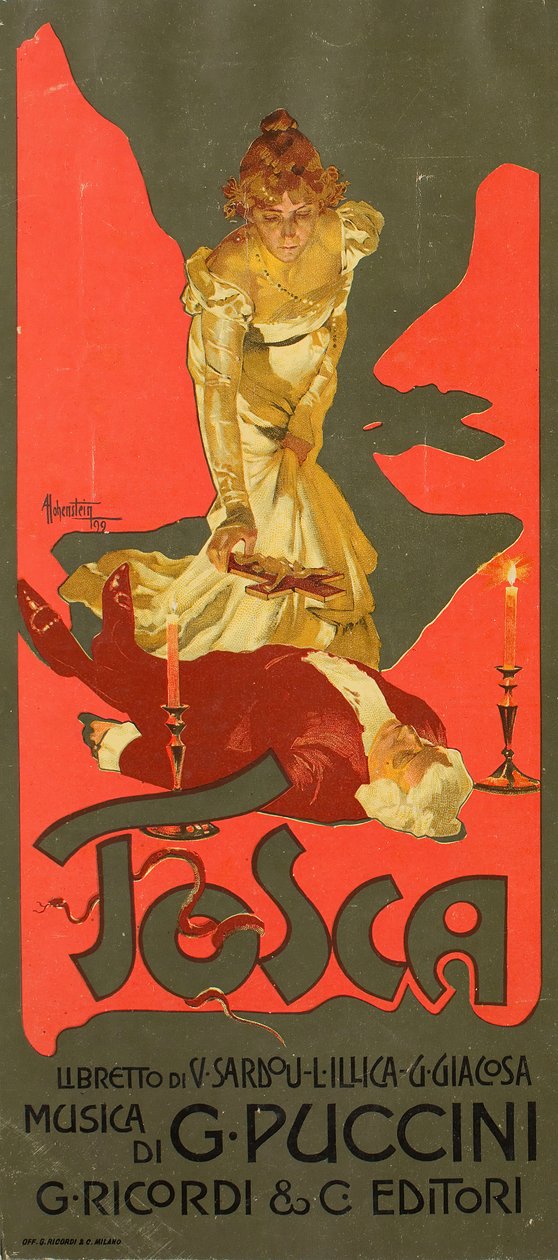 Cartel para la ópera Tosca de G. Puccini, 1899 de Adolfo Hohenstein