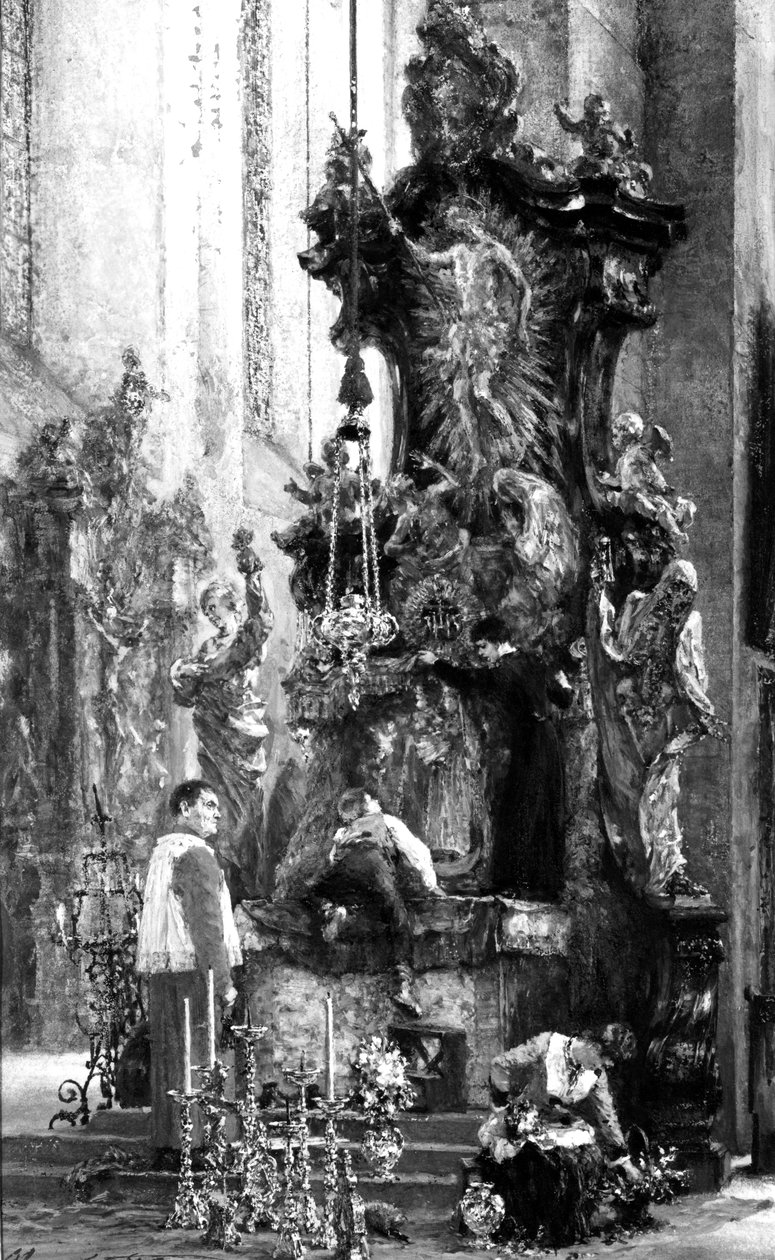 Dibujo de un altar, 1885 de Adolph Menzel