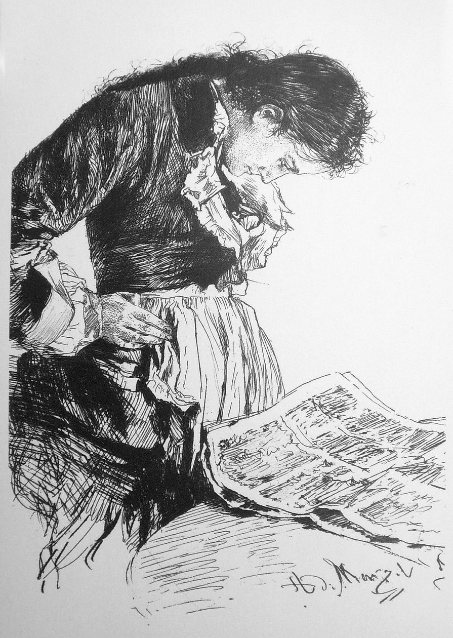 La lectora de periódicos de Adolph Menzel