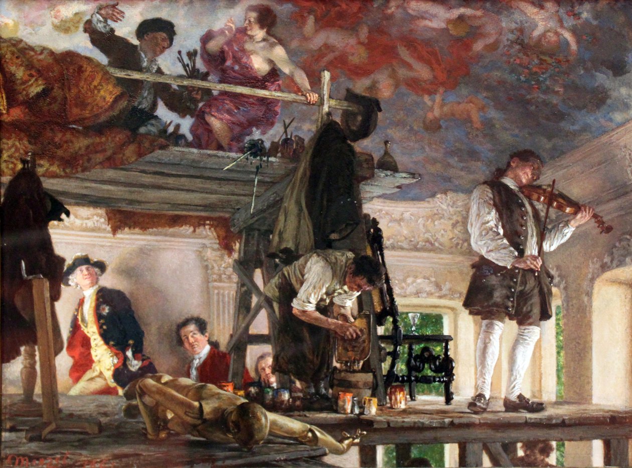 El príncipe heredero Federico visita al pintor Pesne de Adolph Menzel