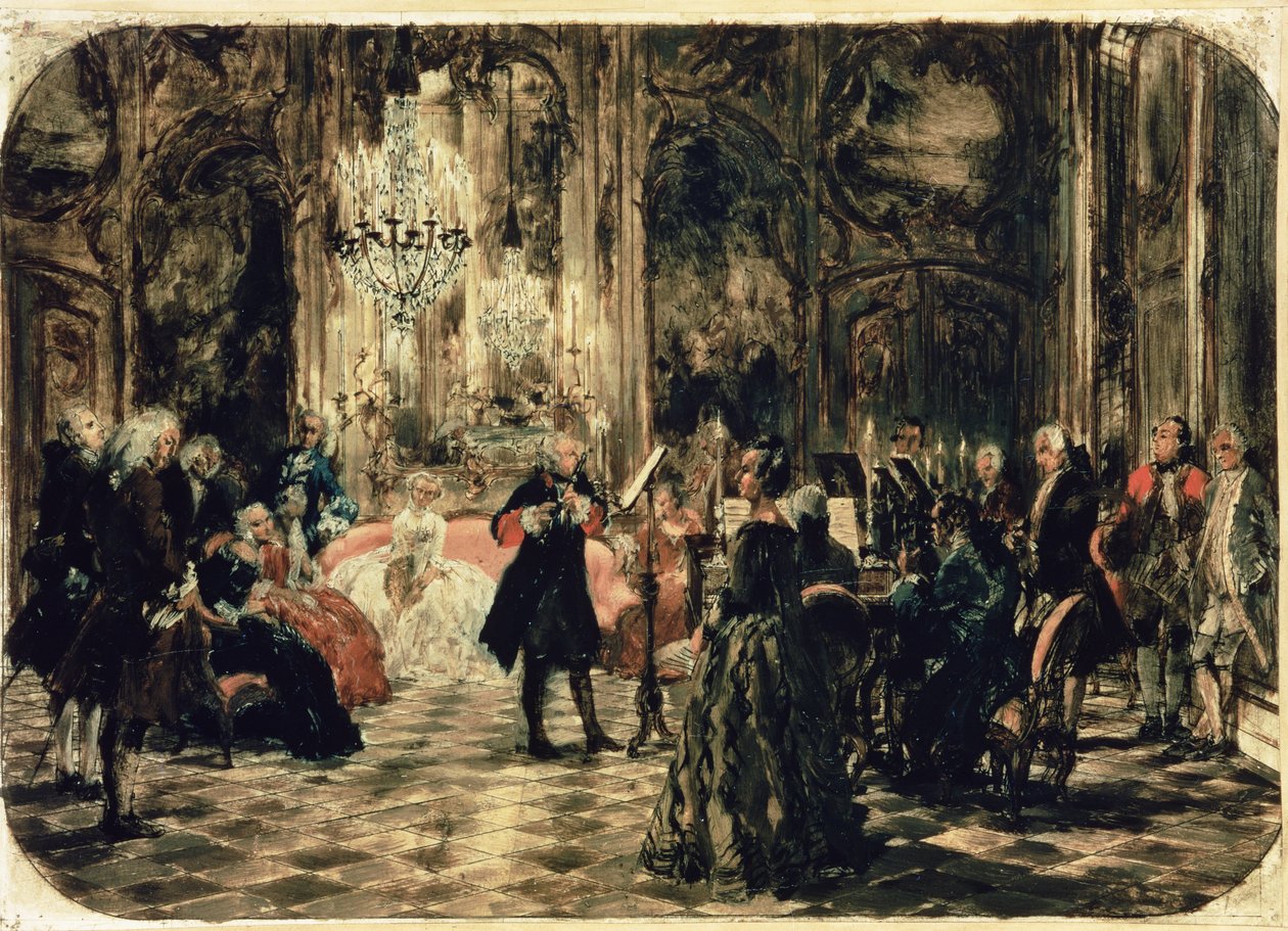 Boceto para El concierto de flauta, 1852 de Adolph Menzel