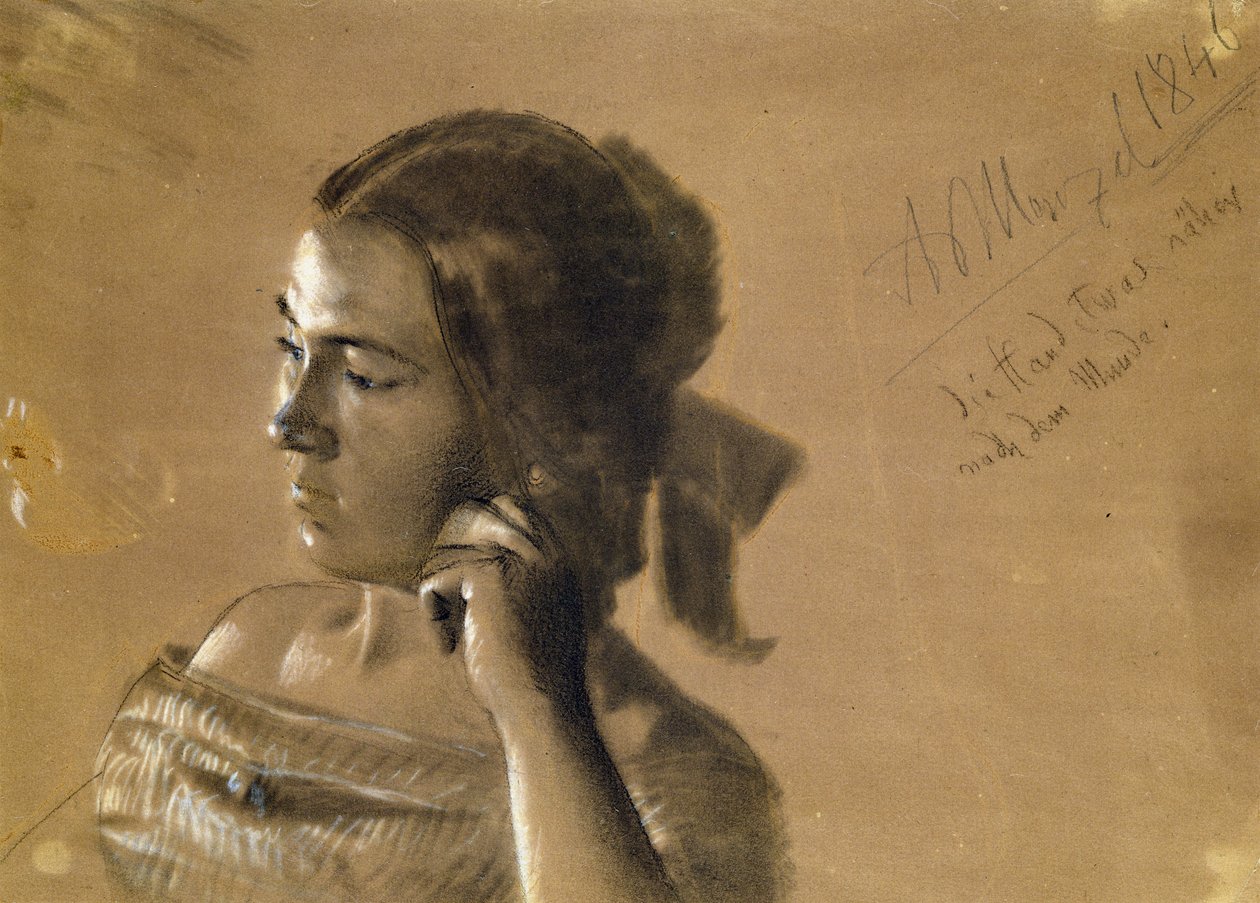 Estudio para un retrato de la Sra. Von Maercker, 1846 de Adolph Menzel